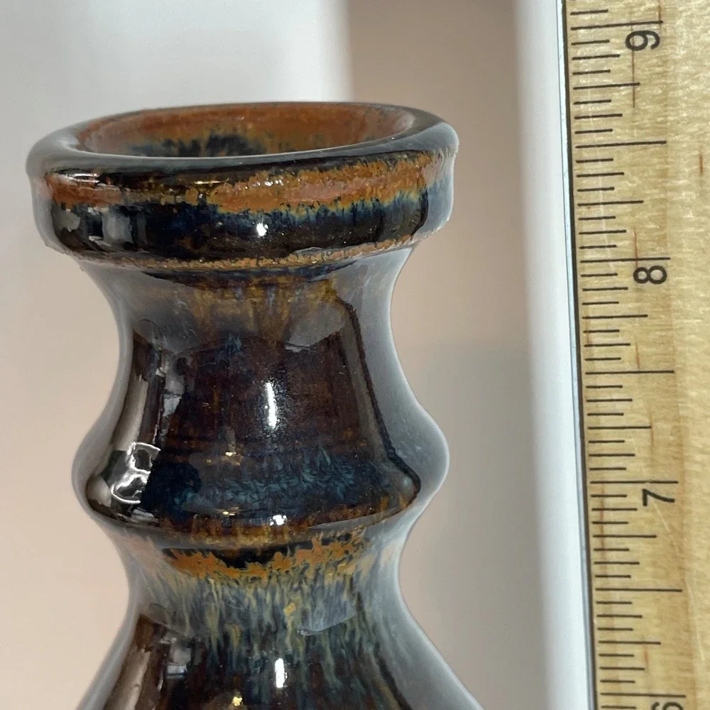 Japanese Tokkuri Sake Pottery Vase Brown Rust Glaze Handcrafted Ceramic Bud Vase